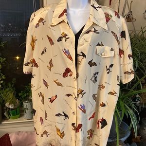 Tess Women Button Up Silk Top, Size 2X